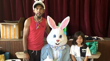 Easter Bunny hops in for Bellbrook's community party on Monday, March 25. Picture supplied Learning the Macleay.